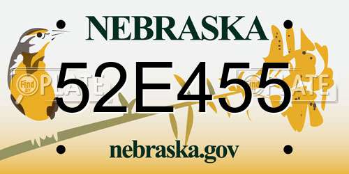 52E455 Nebraska License Plate