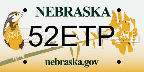 52ETP Nebraska License Plate