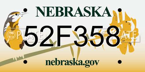 52F358 Nebraska License Plate