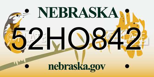 52HO842 Nebraska License Plate