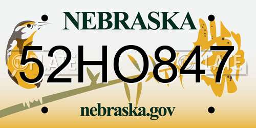 52HO847 Nebraska License Plate