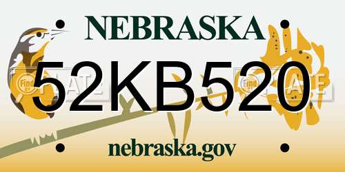 52KB520 Nebraska License Plate