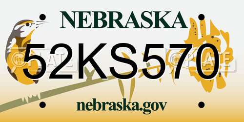 52KS570 Nebraska License Plate