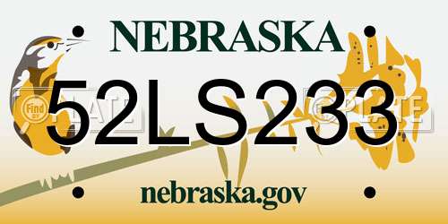 52LS233 Nebraska License Plate