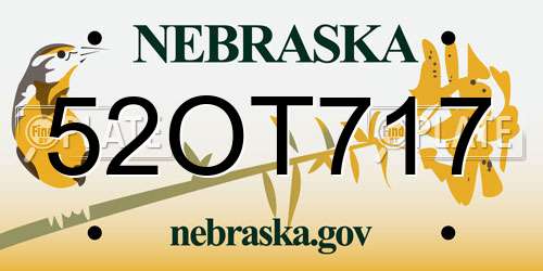 52OT717 Nebraska License Plate