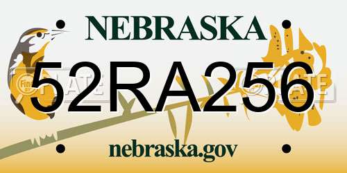 52RA256 Nebraska License Plate