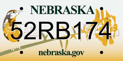 52RB174 Nebraska License Plate