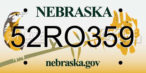 52RO359 Nebraska License Plate