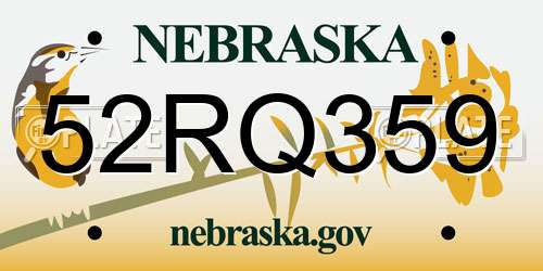 52RQ359 Nebraska License Plate