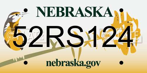 52RS124 Nebraska License Plate