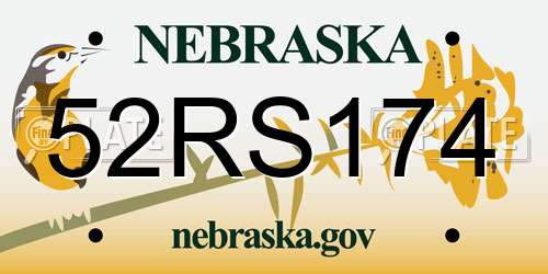 52RS174 Nebraska License Plate