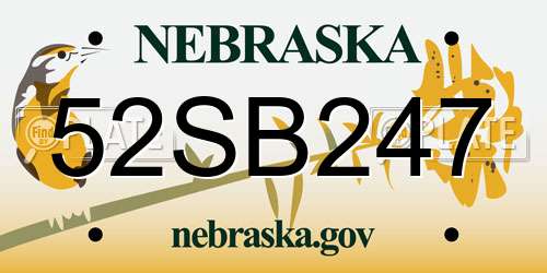 52SB247 Nebraska License Plate
