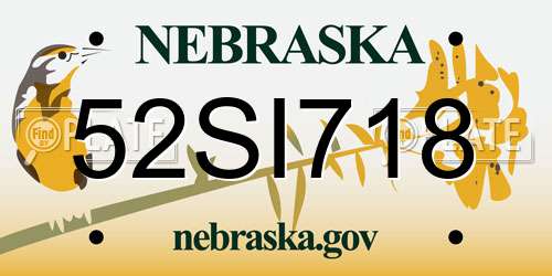 52SI718 Nebraska License Plate