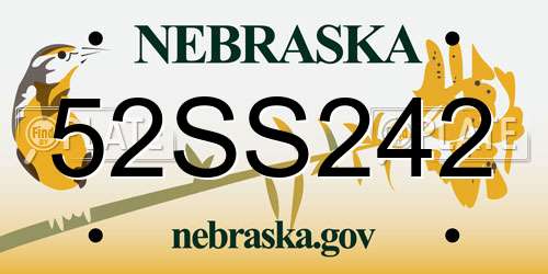 52SS242 Nebraska License Plate
