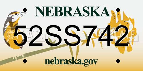52SS742 Nebraska License Plate