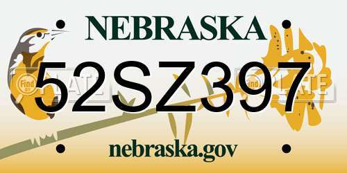 52SZ397 Nebraska License Plate