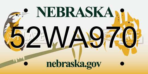 52WA970 Nebraska License Plate