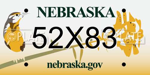 52X83 Nebraska License Plate