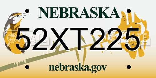 52XT225 Nebraska License Plate