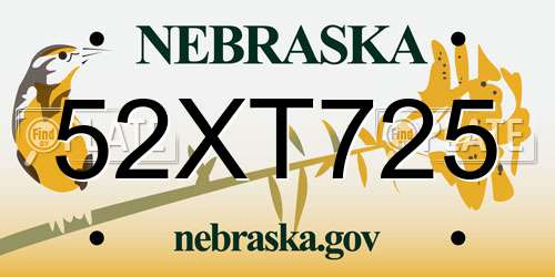 52XT725 Nebraska License Plate