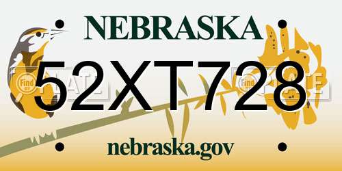 52XT728 Nebraska License Plate