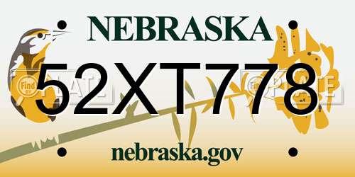 52XT778 Nebraska License Plate