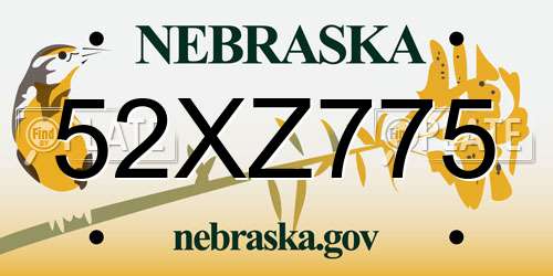 52XZ775 Nebraska License Plate