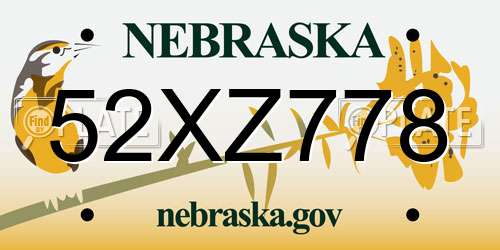 52XZ778 Nebraska License Plate