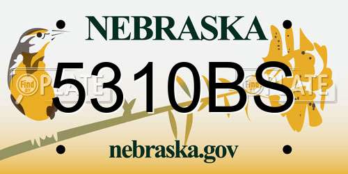 5310BS Nebraska License Plate