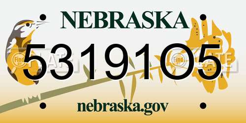 53191O5 Nebraska License Plate