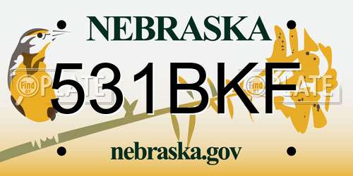 531BKF Nebraska License Plate