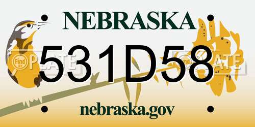 531D58 Nebraska License Plate
