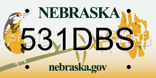 531DBS Nebraska License Plate