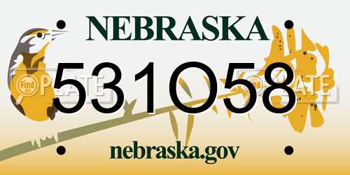 531O58 Nebraska License Plate