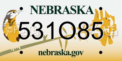 531O85 Nebraska License Plate