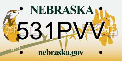 531PVV Nebraska License Plate