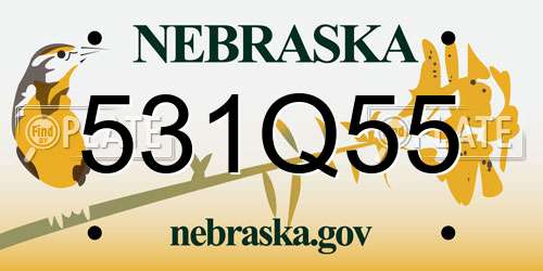 531Q55 Nebraska License Plate