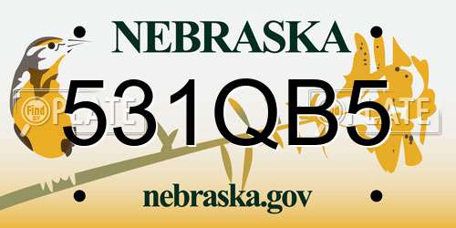 531QB5 Nebraska License Plate