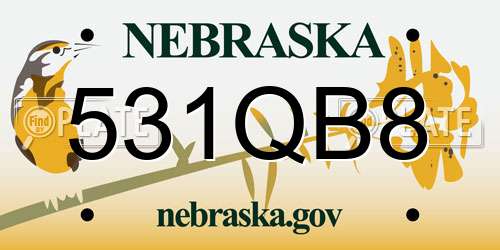 531QB8 Nebraska License Plate