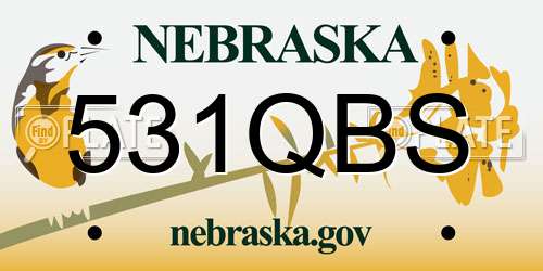 531QBS Nebraska License Plate