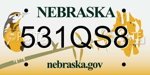 531QS8 Nebraska License Plate