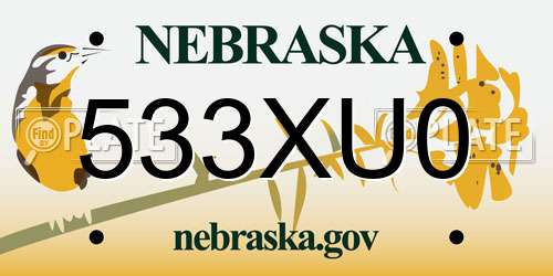 533XU0 Nebraska License Plate
