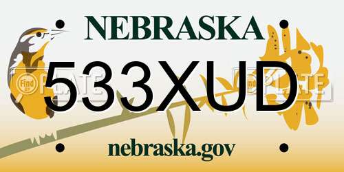 533XUD Nebraska License Plate
