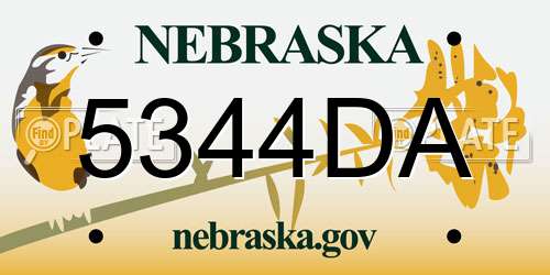 5344DA Nebraska License Plate