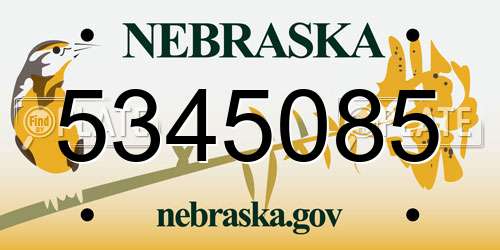 5345085 Nebraska License Plate
