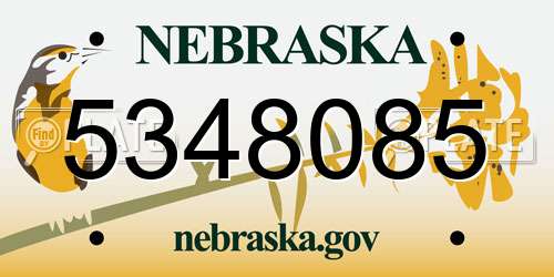 5348085 Nebraska License Plate