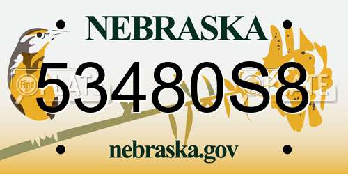 53480S8 Nebraska License Plate