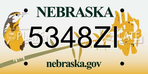 5348ZI Nebraska License Plate