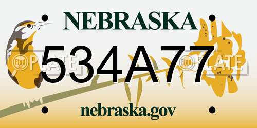 534A77 Nebraska License Plate