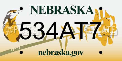 534AT7 Nebraska License Plate